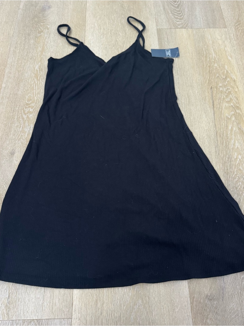 Abercrombie & Fitch Black Ribbed Mini Slip Dress